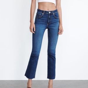 ZARA dark wash ankle flare jeans